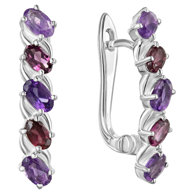 

Серьги из серебра с аметистом, гранатом LAZURIT-ONLINE 8024PD, 8024PD