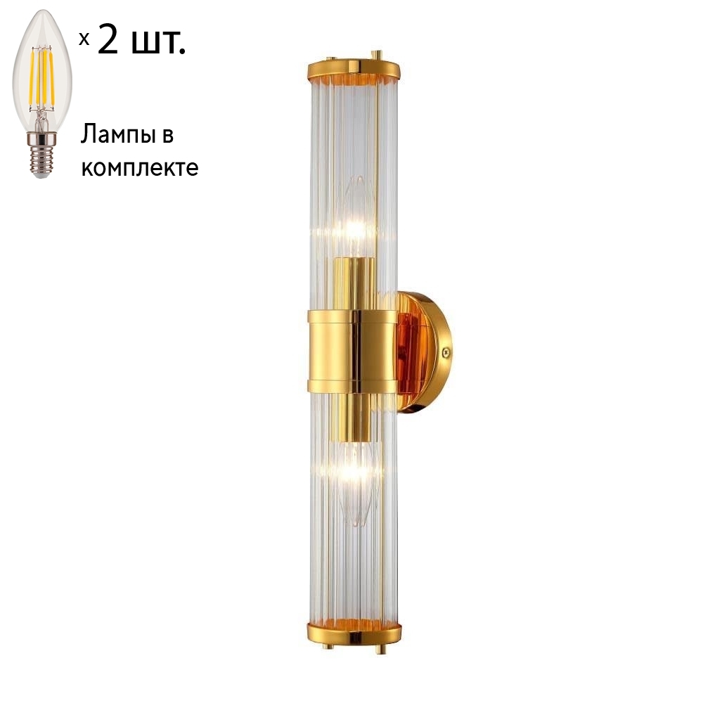 Бра Crystal Lux с лампочками SANCHO AP2 GOLD+Lamps E14 Свеча 100059613810