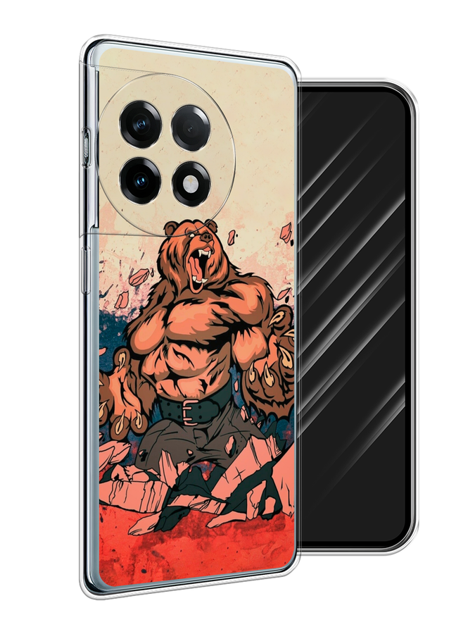 

Чехол Awog на OnePlus 11R/Ace 2 "Медведь с флагом РФ", Коричневый;синий;красный, 154250-1