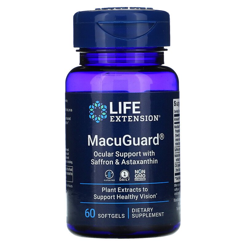 Life Extension MacuGuard Ocular Support with Saffron & Astaxanthin 60 капсул