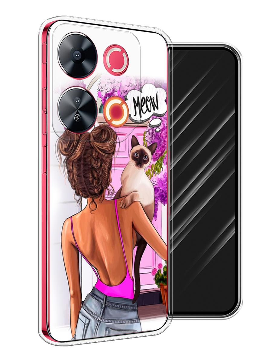 

Чехол Awog на Itel P65 "Девушка с кошкой", Розовый;коричневый, 3202350-1