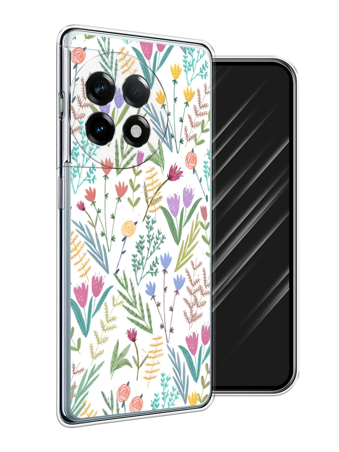 

Чехол Awog на OnePlus 11R/Ace 2 "Полевые цветы рисунок", Белый;зеленый, 154250-1
