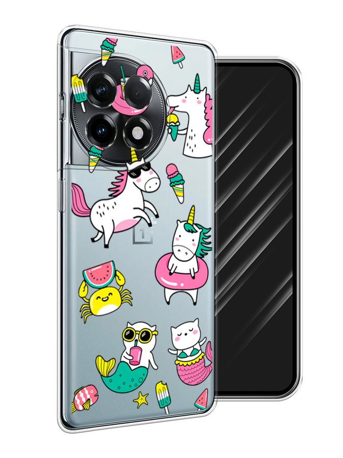 

Чехол Awog на OnePlus 11R/Ace 2 "На отдыхе", Белый;бирюзовый;розовый, 154250-1