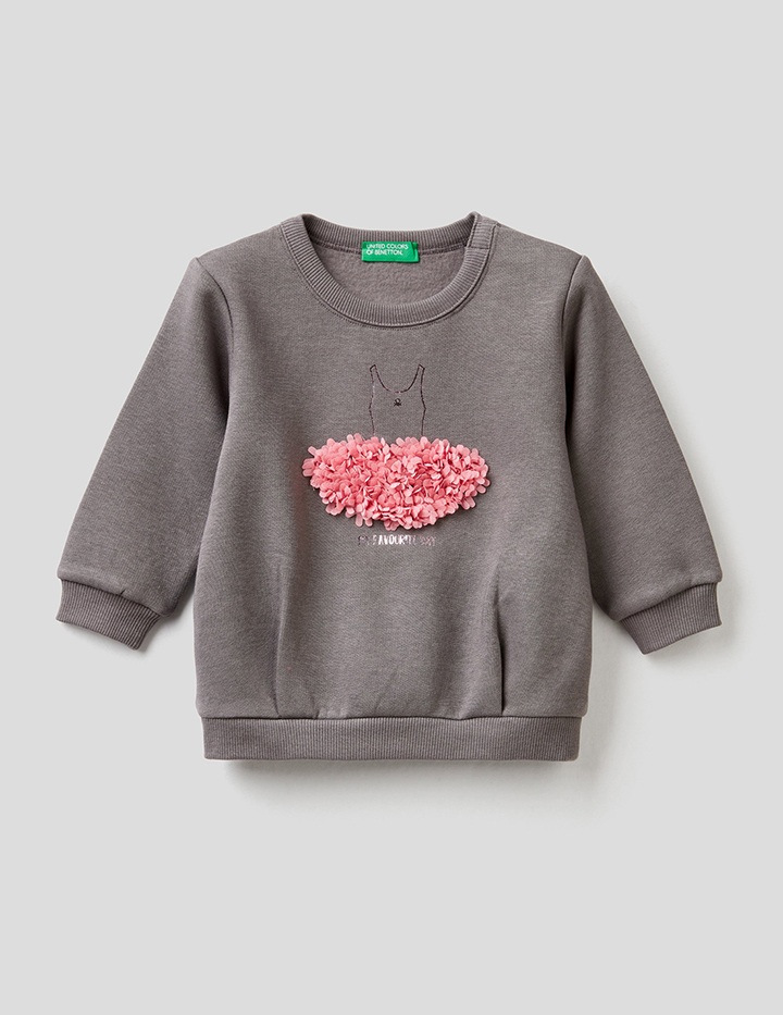 

Свитшот для девочек Benetton цв. серый р.86, 21A_39M2C15FH
