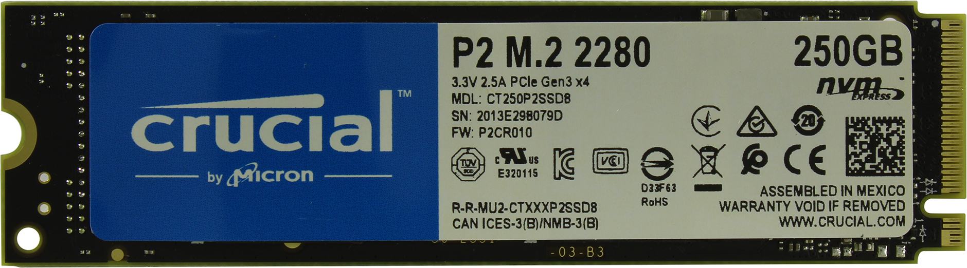 фото Ssd диск crucial p2 250гб (ct250p2ssd8)