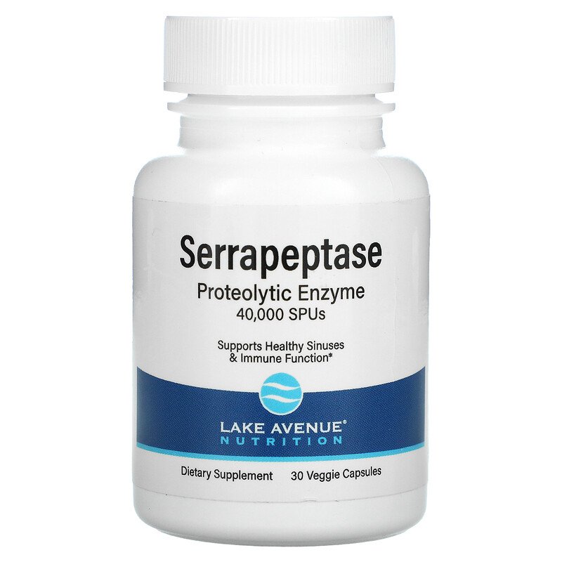 Lake Avenue Nutrition Serrapeptase Proteolytic Enzyme 40000 SPU 30 вегетарианских капсул