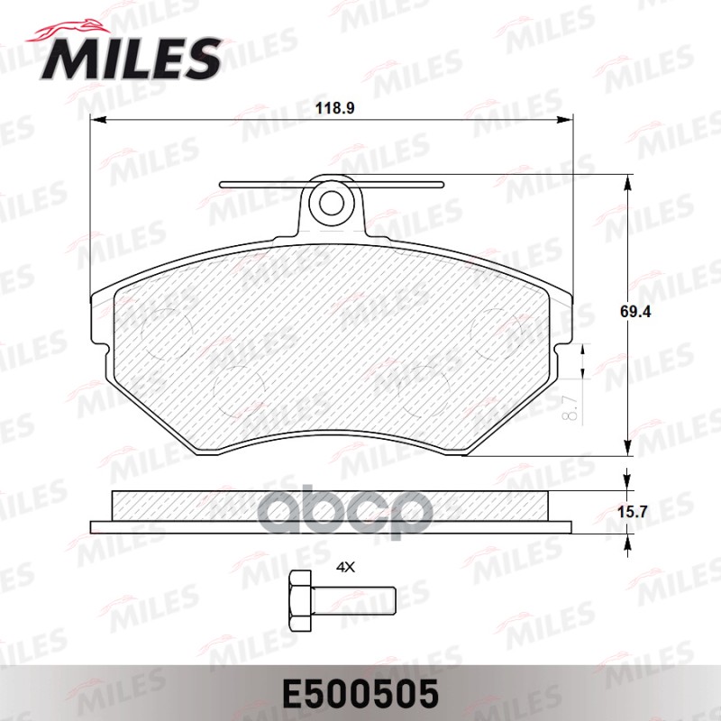 

Тормозные колодки Miles передние E500505, E500505
