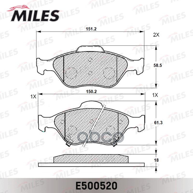 

Тормозные колодки Miles передние E500520, E500520