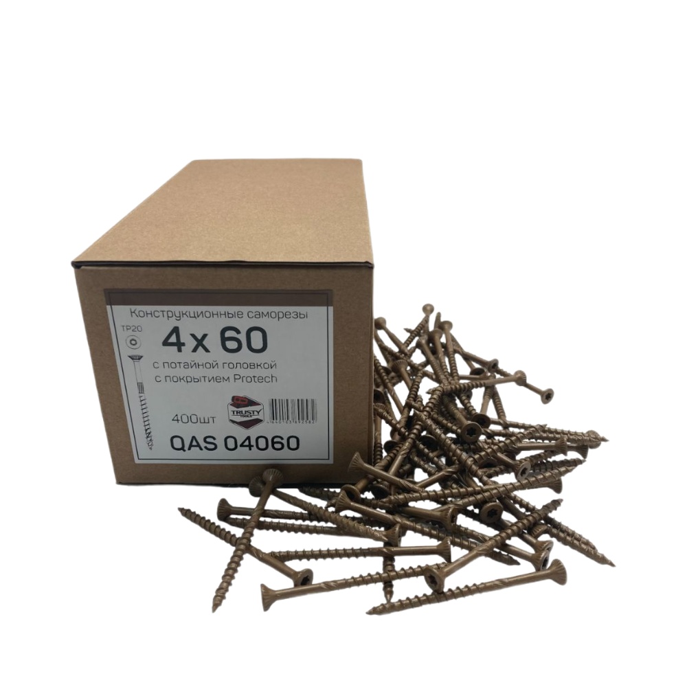 

Конструкционные саморезы Trusty QAS 4х60 коричневые 400 шт, QAS04060