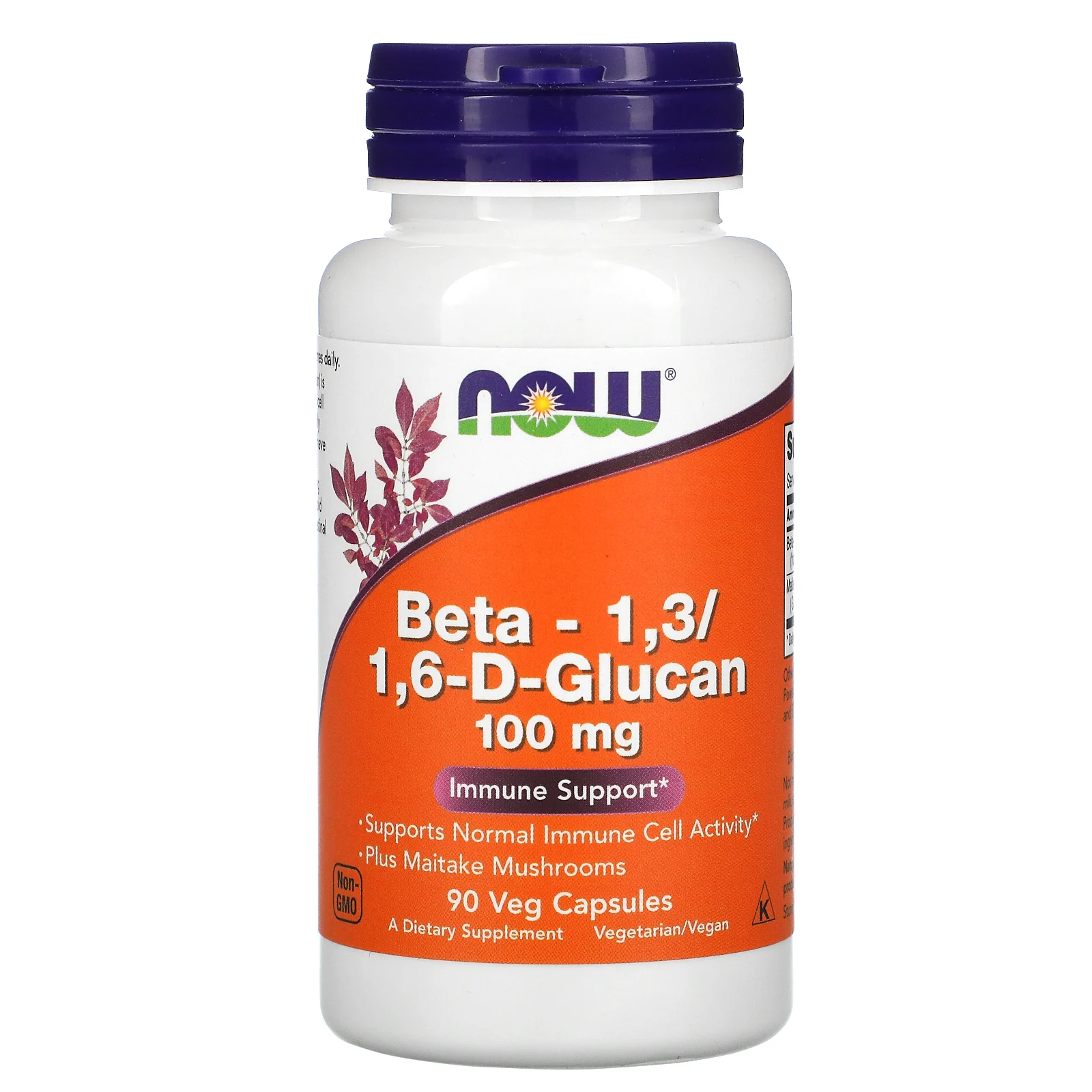 Купить NOW Beta-1, 3/1, 6-D-Glucan бета-1, 6-D-глюкан, 100 мг 90 капсул