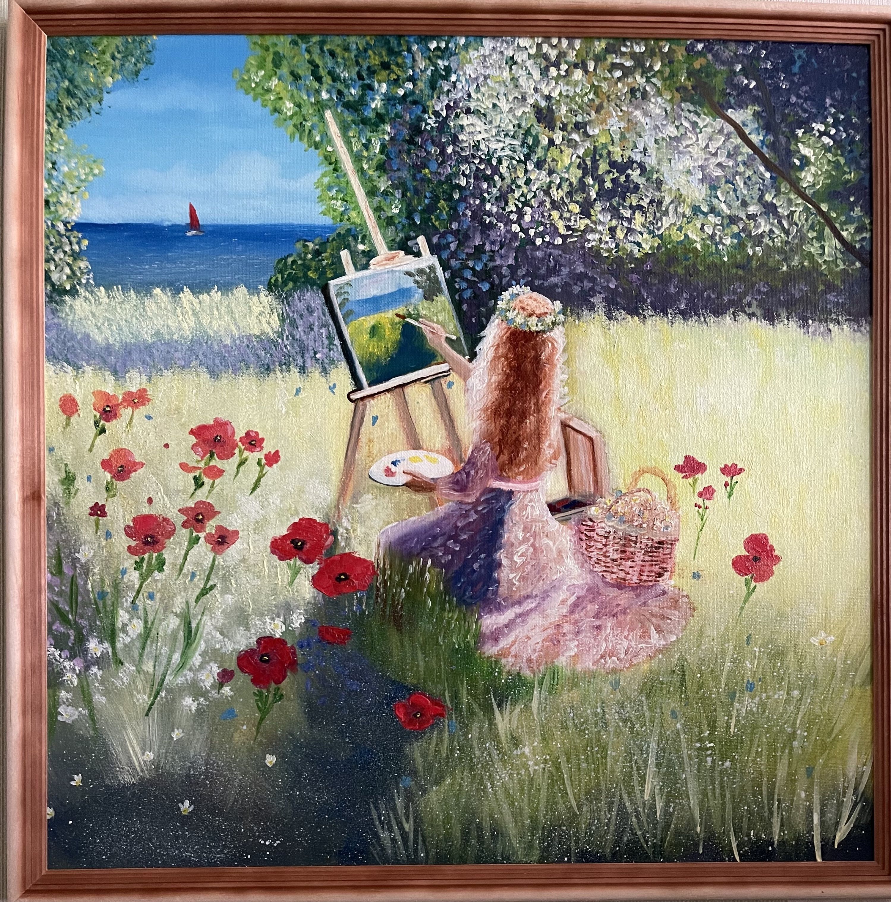 

Картина Художница на пленэре, 50*50, Картина маслом