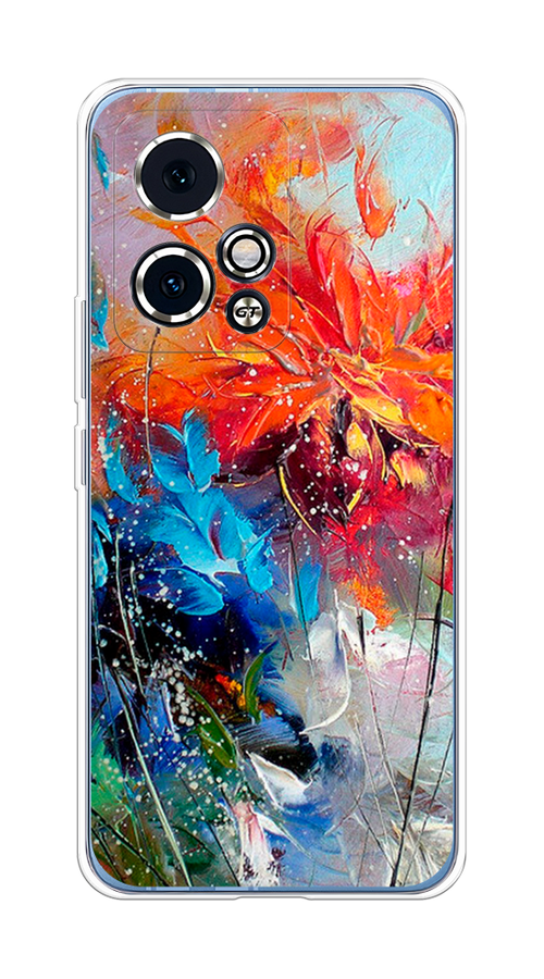 

Чехол на Honor 90 GT "Абстрактные цветы", Оранжевый;синий, 6123450-1