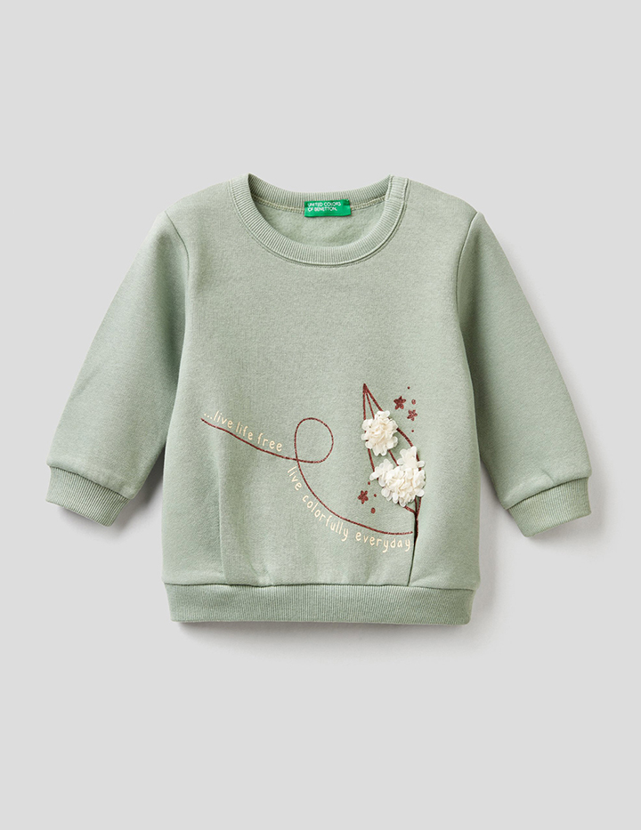 

Свитшот для девочек Benetton цв. зеленый р.98, 21A_39M2C15FH