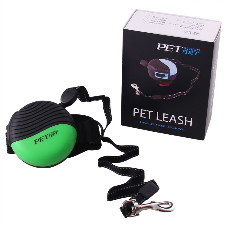 фото Поводок-рулетка для собак petstandart hands-free, размер s, зеленый