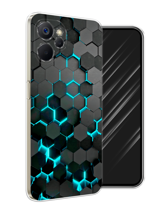 

Чехол Awog на Realme 9i 5G/10T 5G "Соты бирюзовые", Черный;бирюзовый;синий, 2514050-1