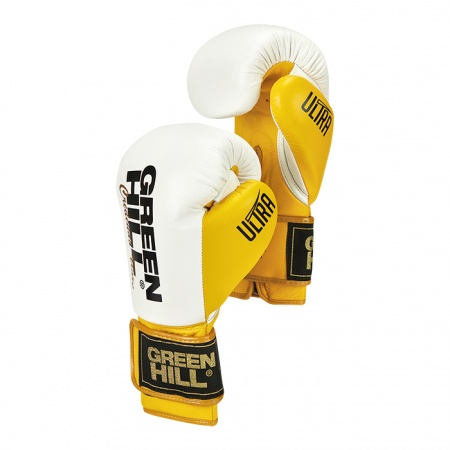 BGU-2241 Боксерские перчатки ULTRA бело-желтые 12 oz