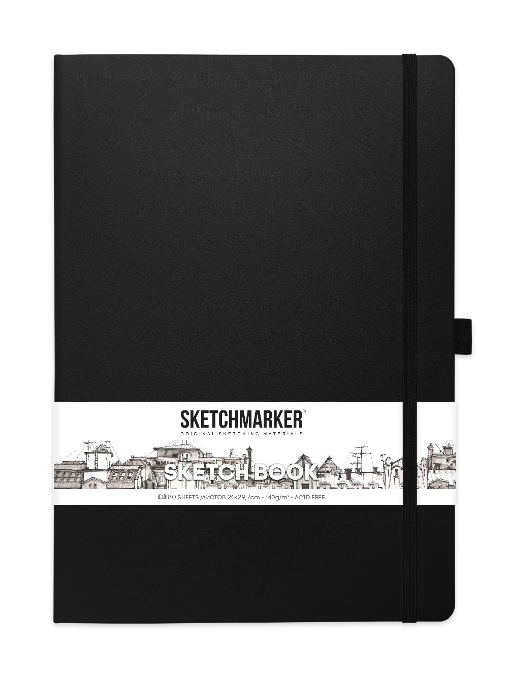 фото Скетчбук sketchmarker 2314005sm 140г/м2 21х29.7см. 160 стр.а, цвет: черный