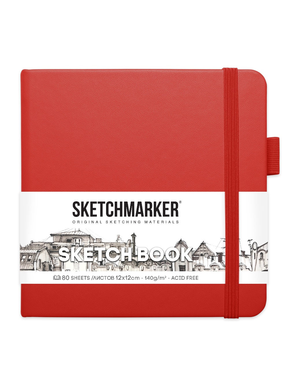 фото Скетчбук sketchmarker 2314202sm 140г/м2 12х12см. 160 стр., цвет: красный