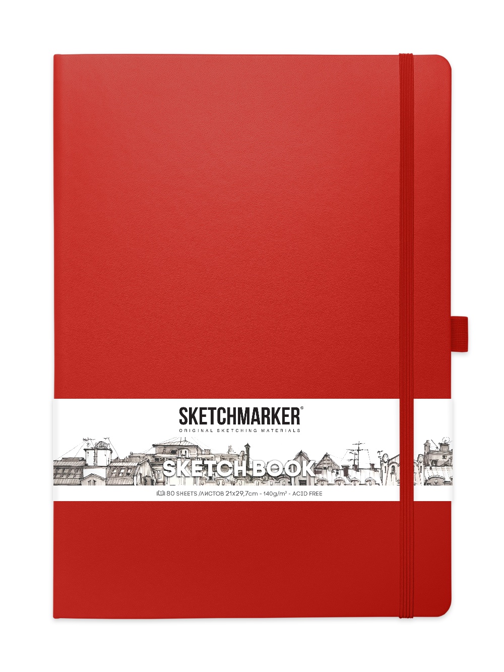 фото Скетчбук sketchmarker 2314205sm 140г/м2 21х29.7см. 160 стр., цвет: красный