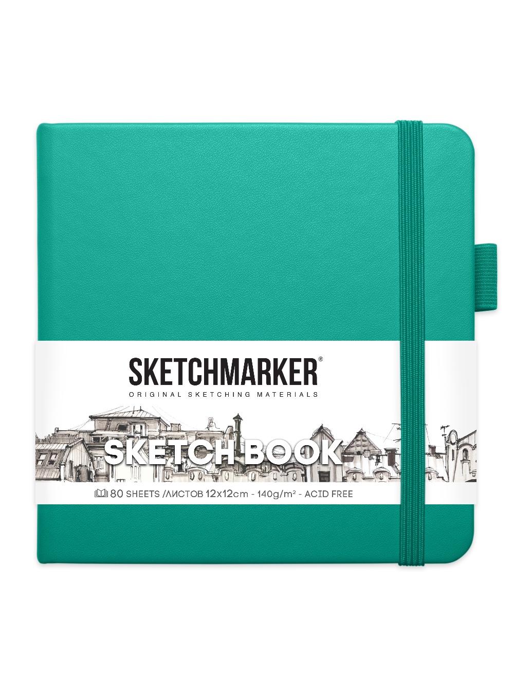 фото Скетчбук sketchmarker 2314602sm 140г/м2 12х12см, цвет: изумрудный