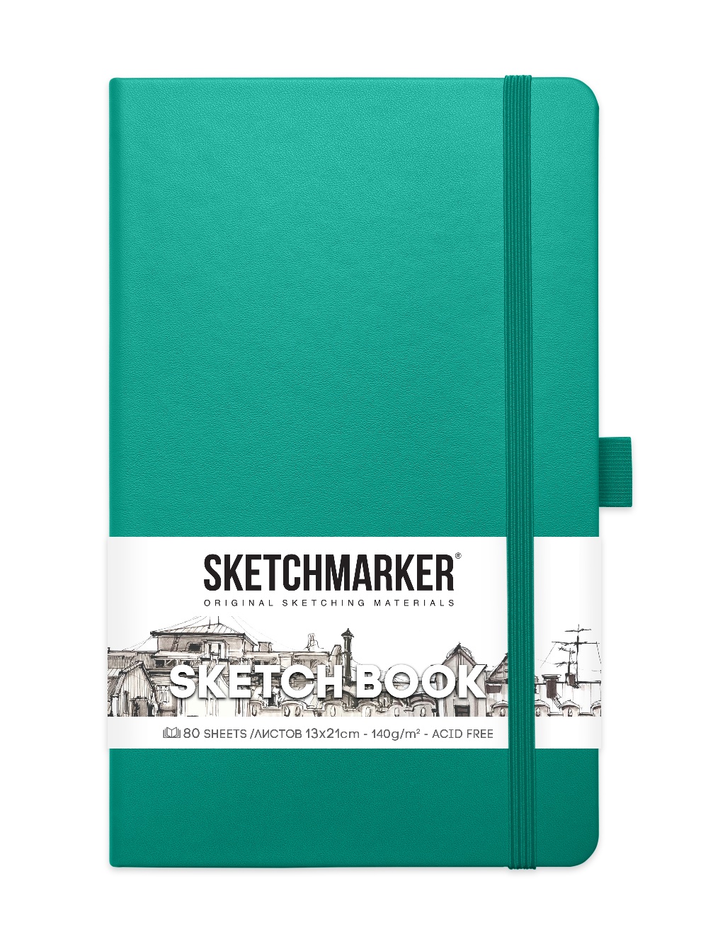 Скетчбук Sketchmarker 2314603SM 140г/м2 13х21см, цвет: изумрудный