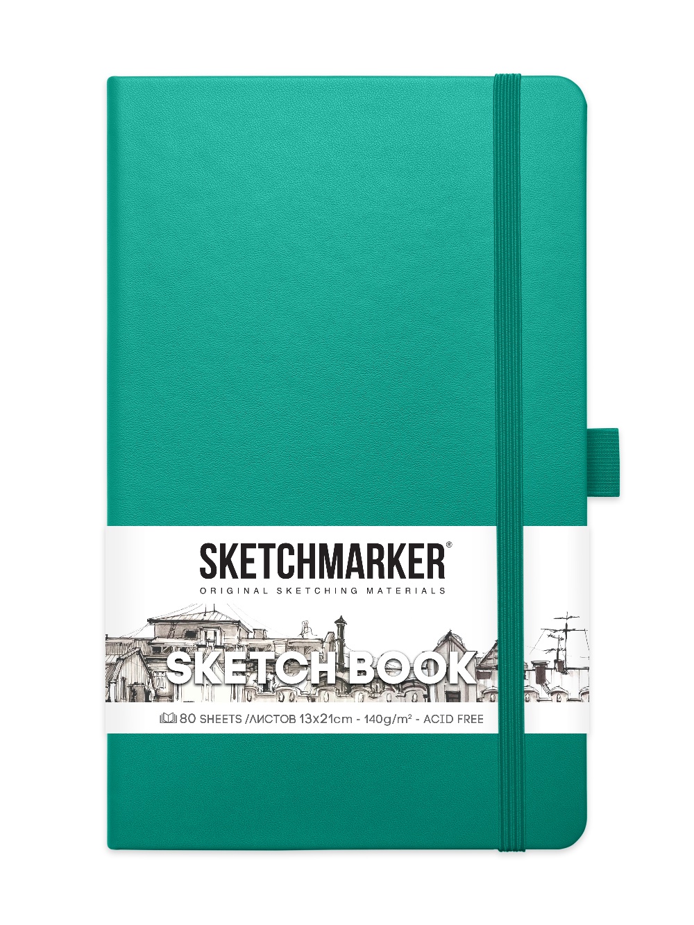 фото Скетчбук sketchmarker 2314603sm 140г/м2 13х21см, цвет: изумрудный