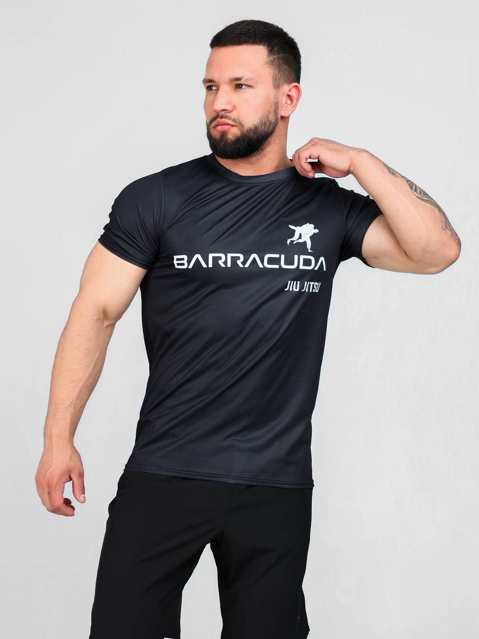 Футболка спортивная мужская BARRACUDA JIU-JITSU BLACK, футболка, черный, полиэстер  - купить