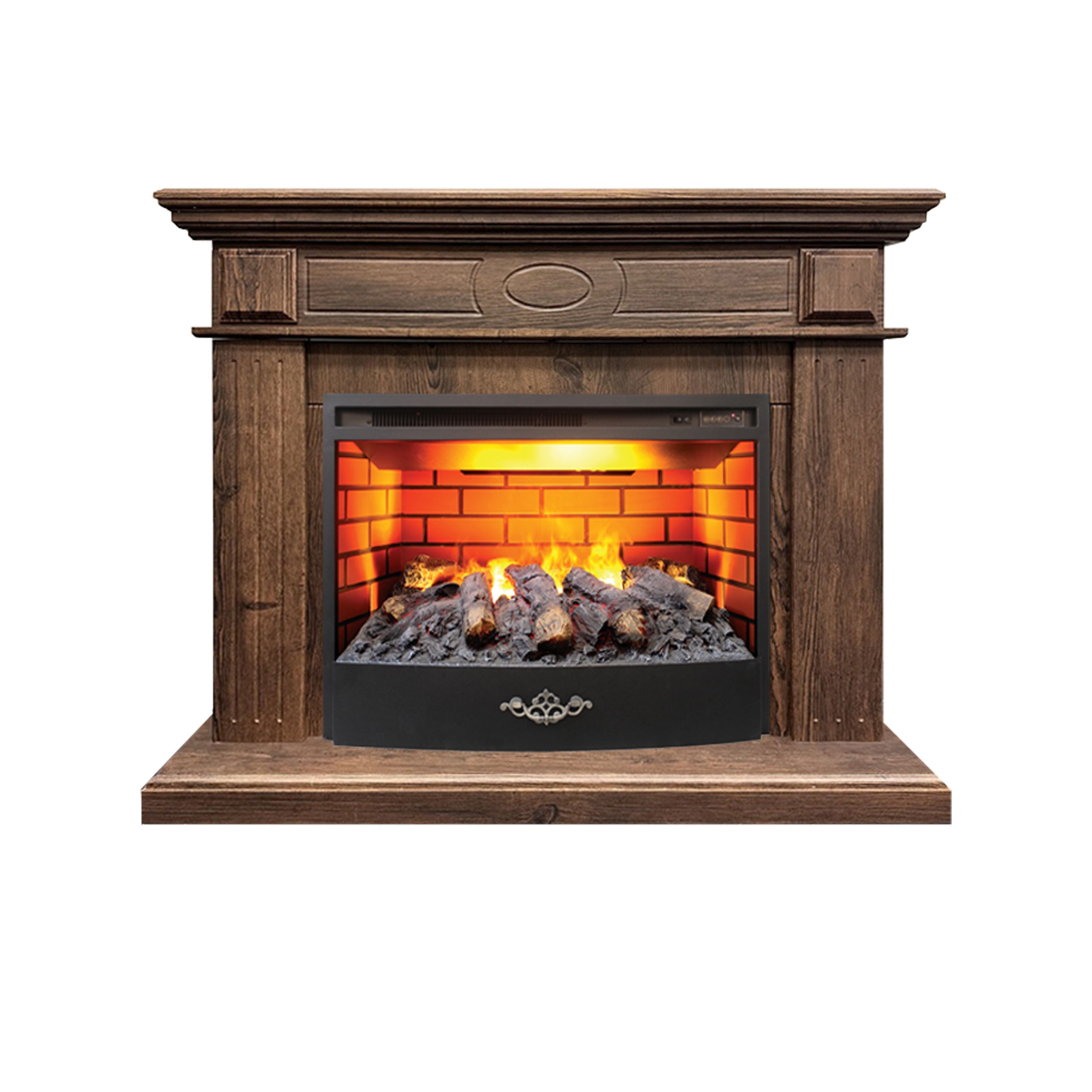 

Электрокамин RealFlame Firelux 344481 коричневый с очагом Firestar 25'5 3D с обогревом, RealFlame Электрокамин Leda Коричневый с очагом Firestar 25'5 3D, напольный камин с обогревом, пульт ДУ