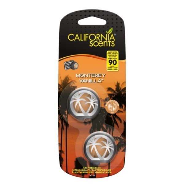 Автомобильный ароматизатор CALIFORNIA SCENTS, Мини Диффузор - Монтрей Ваниль - 2 шт