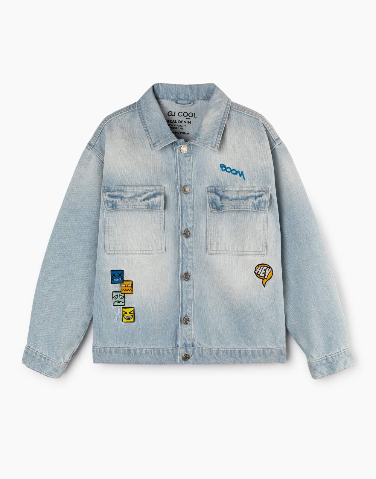 Джинсовый жакет (куртка) для мальчика Gloria Jeans BJC002603 синий /медиум-лайт/ 6-8л/128