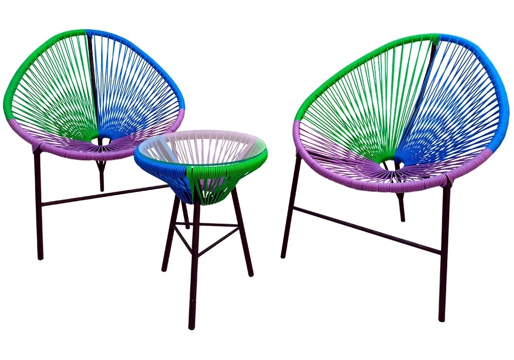 Набор мебели Мебельторг Акапулько Каркас черный/Ротанг синий, фиолетовый, зеленый