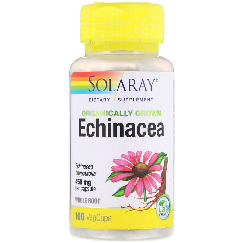 

Витамины и минералы для спортсменов Solaray Echinacea (Эхинацея) 450 мг 100 капсул, Echinacea