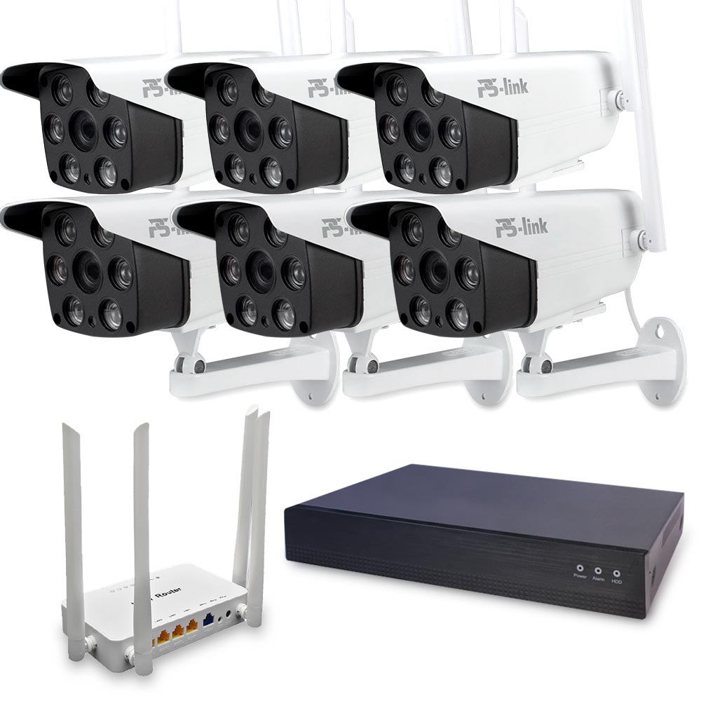 Комплект видеонаблюдения WIFI 5Мп Ps-Link KIT-XMS506RD 6 камер для улицы конвертер wifi tuya сигнала в bluetooth smart ble 801 62 suf white arlight 037434