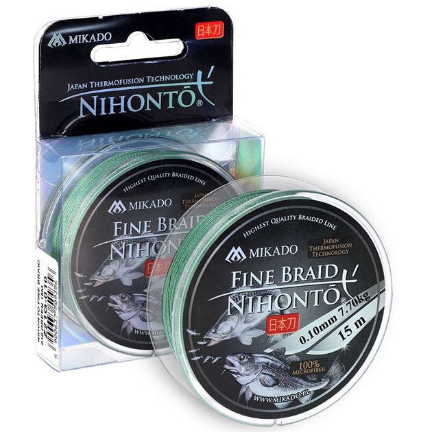 фото Плетеный шнур mikado nihonto fine braid 025 green 15 м микадо