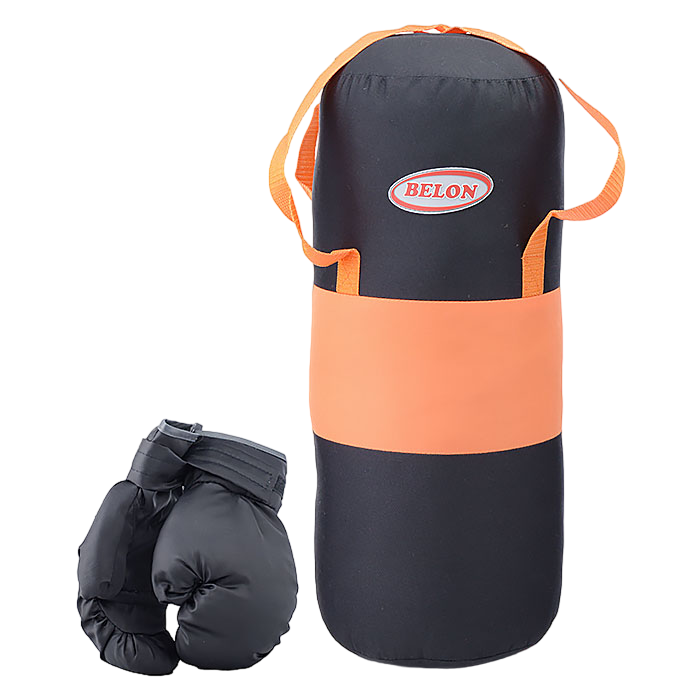 Набор для бокса: груша 50 см х O20 см. с перчатками цвет оранжевый, черный