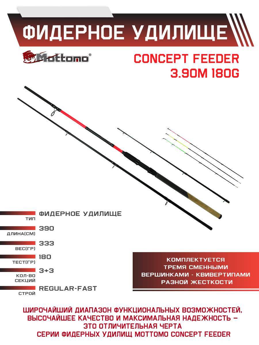 

Фидерное удилище Mottomo Concept Feeder 3.90m 180g, Concept Feeder