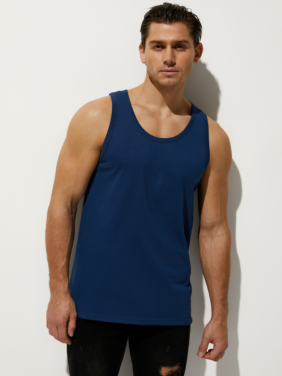 

Майка мужская Omsa for men OmT_U 1103 COTTON синяя 2XL, Синий, OmT_U 1103 COTTON