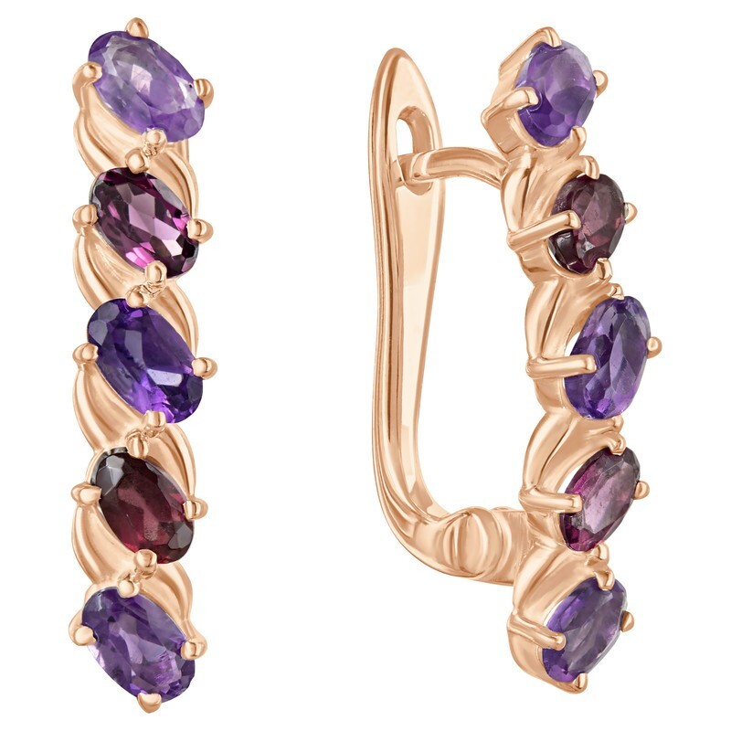 

Серьги из серебра с аметистом, гранатом LAZURIT-ONLINE 8024RG, 8024RG