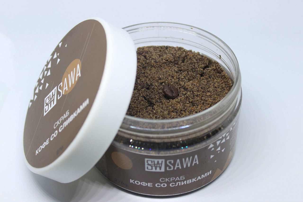 Скраб кофе со сливками SAWA, 270 гр соль для ванны кофе со сливками и корицей 650 г