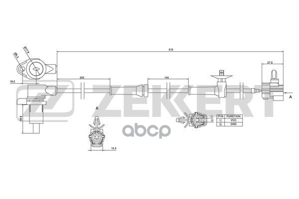 Датчик Abs Задн. Лев. Chevrolet Aveo (T200 T250 T255) 03- Daewoo Kalos (Klas) 02- Zekkert