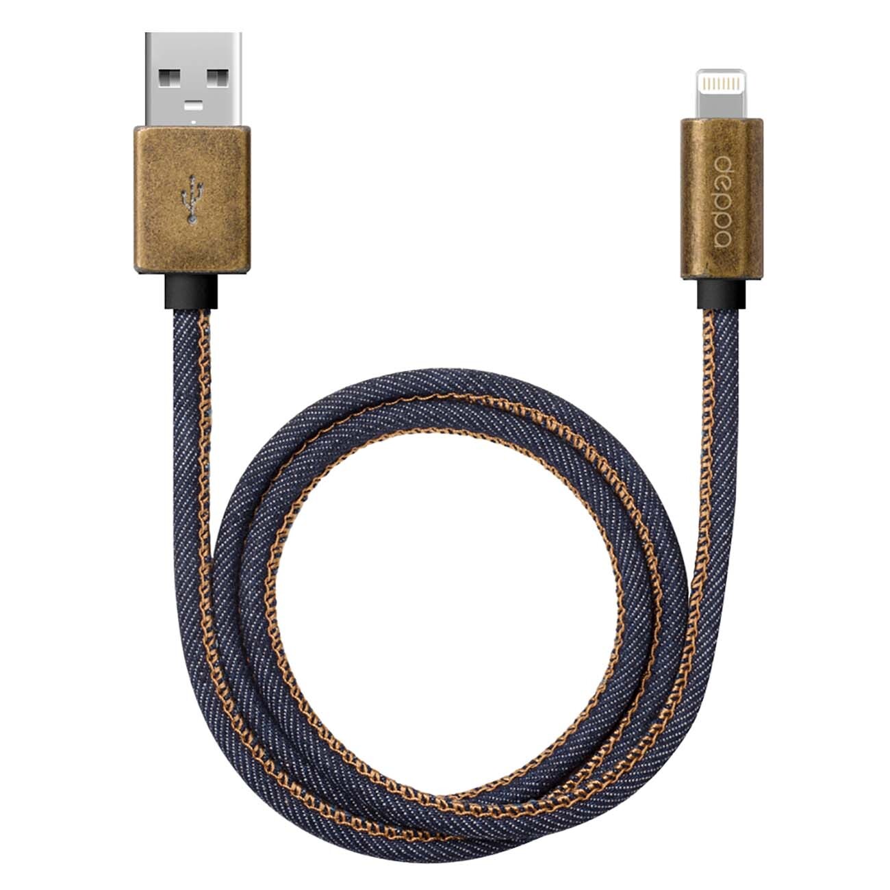 фото Кабель deppa jeans usb - apple 8-pin mfi, 2.4а, 1.2 м, синий 72275