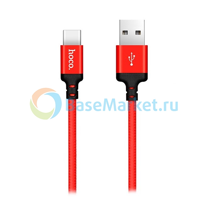 фото Дата-кабель usb универсальный type-c hoco x14 (2 метра) (красный) basemarket