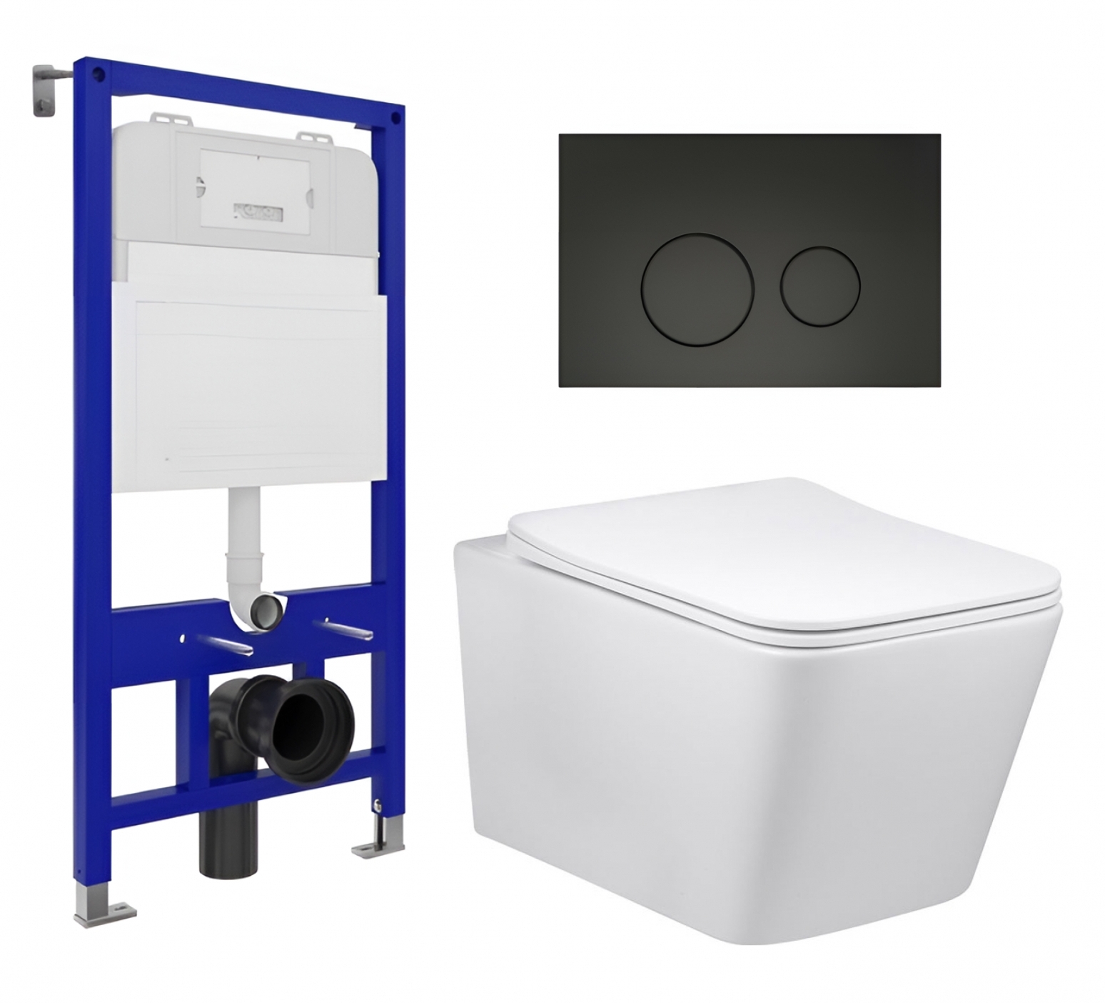 Комплект инсталляция Enio Tecnico унитаз Q-Line кнопка черная матовая 536018 38880₽