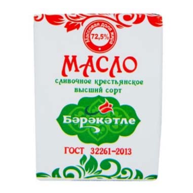 фото Сливочное масло бэрэкэтле крестьянское 72,5% 180 г бзмж