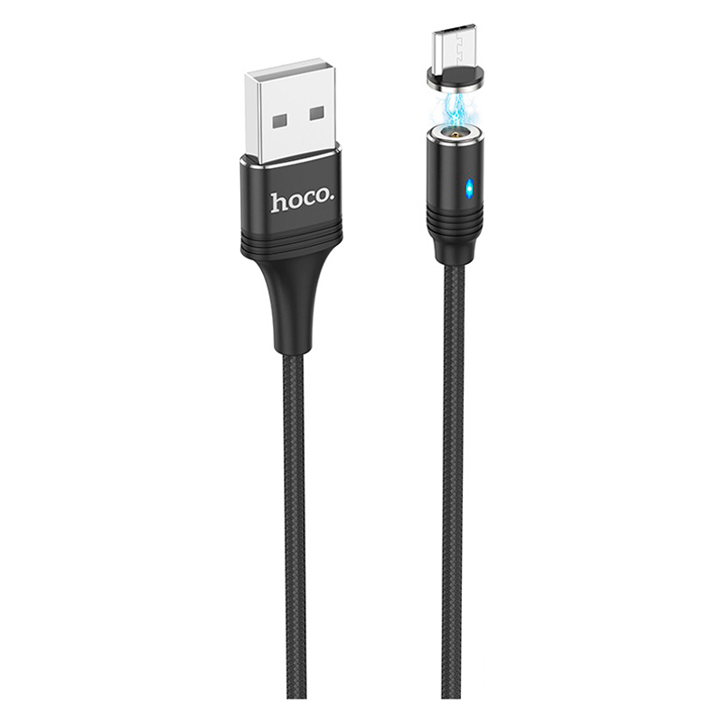 фото Дата-кабель usb универсальный microusb hoco u76 (магнитный) (черный) basemarket