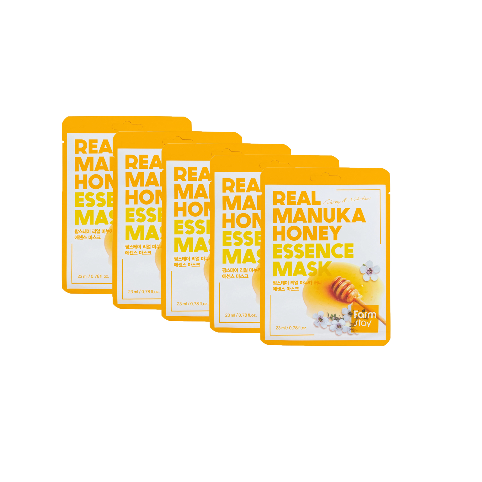 

Маска для лица FarmStay С Медом Мануки 5шт 23 мл, FarmStay_Real_ManukaHoney_Essence_Mask