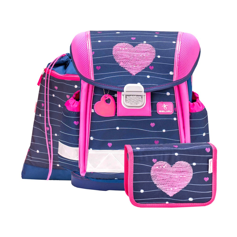 

Ранец Belmil Classy Simple Heart синий/розовый с наполнением 403-13/O/9/SIMHEARSET