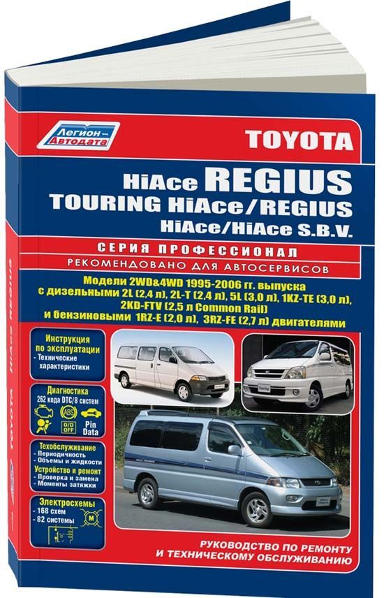 

Toyota HiAce/Regius/Touring/SBV 1995-06 диз 2L (T) (2,4) 5L (3,0) 1KZ-TE (3,0) 2K...