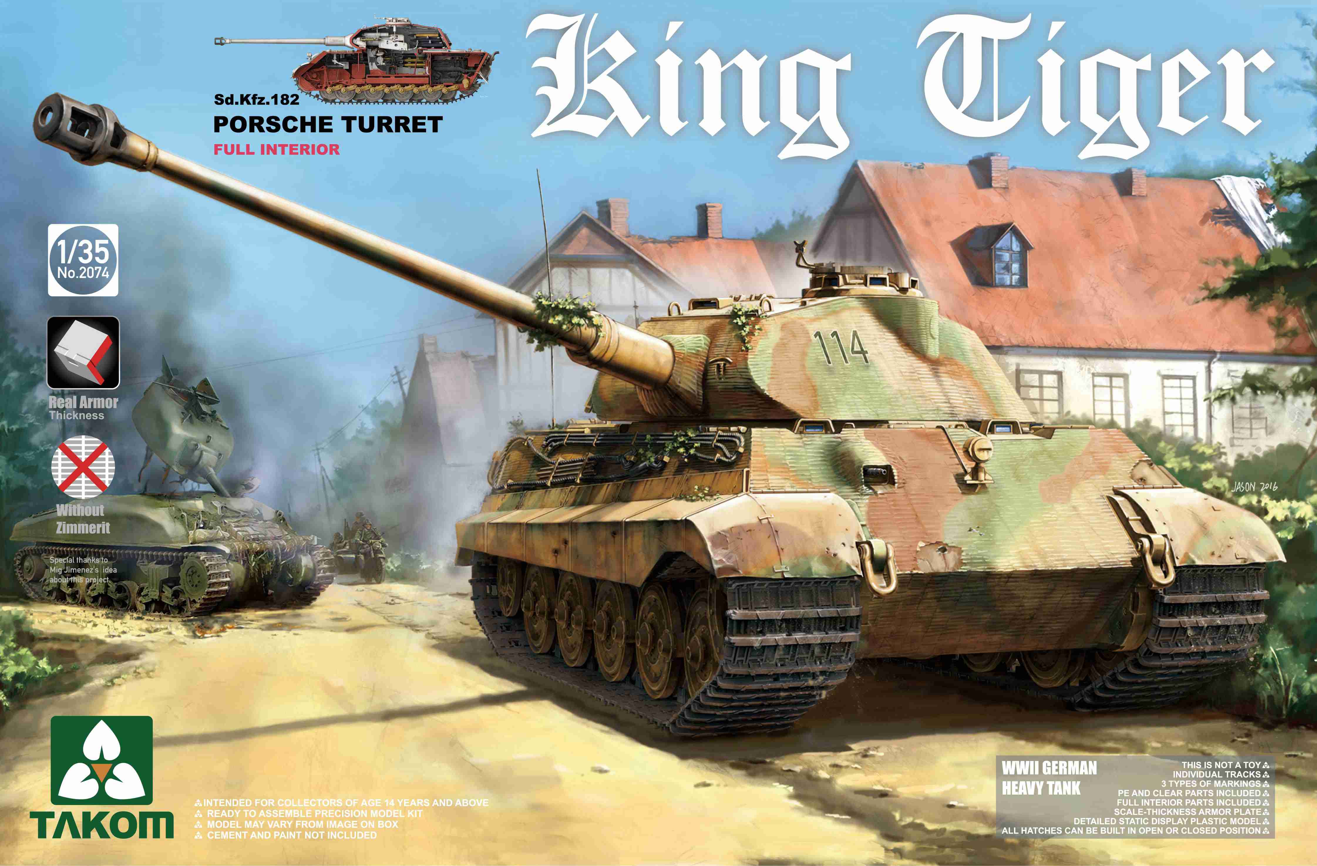 фото Сборная модель takom 1/35 немецкий тяжёлый танк sd.kfz.182 king tiger porsche turret