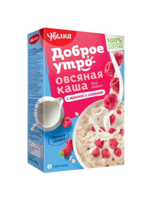 

Каша овсяная б/п малина со сливками Увелка 40гр*5шт